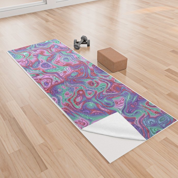 Trippy Colorful Squiggles 2 Yoga Towel