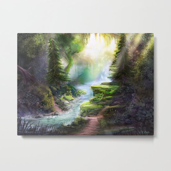 Magical Forest Stream Metal Print