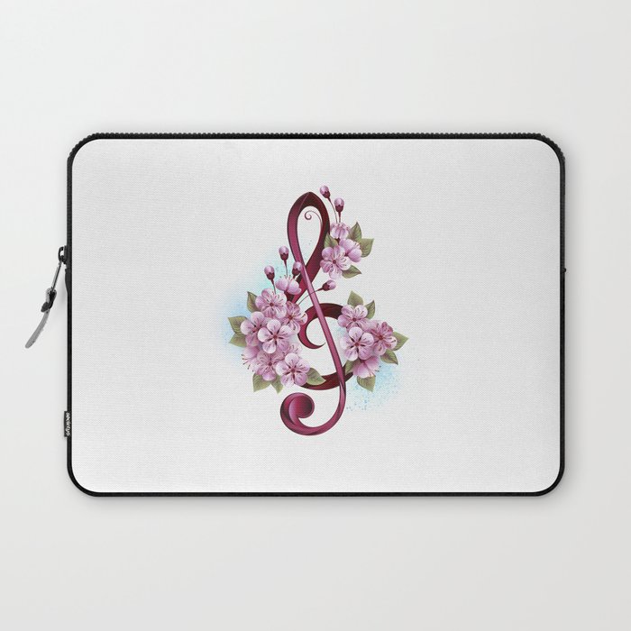 Treble Clef with Sakura Laptop Sleeve