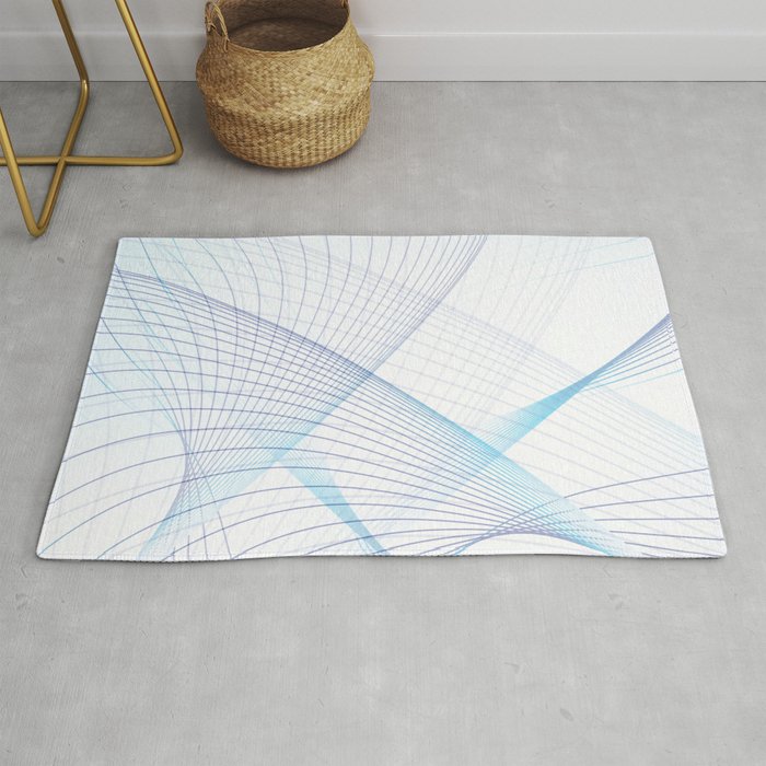 ADSTRACT BLUE CURVES. Rug