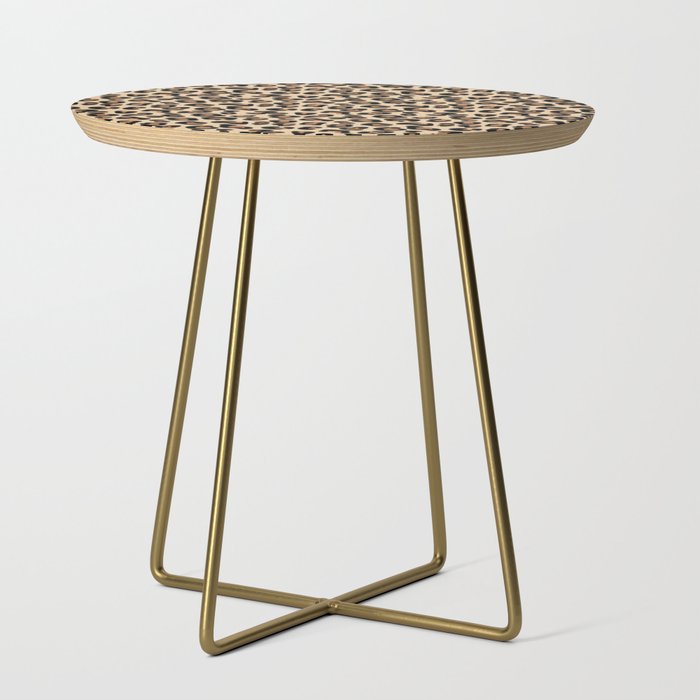 Leopard Print, Black, Brown, Rust and Tan Side Table