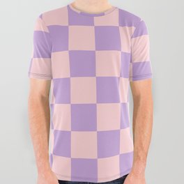 Checker Pattern 343 Pink and Lilac All Over Graphic Tee