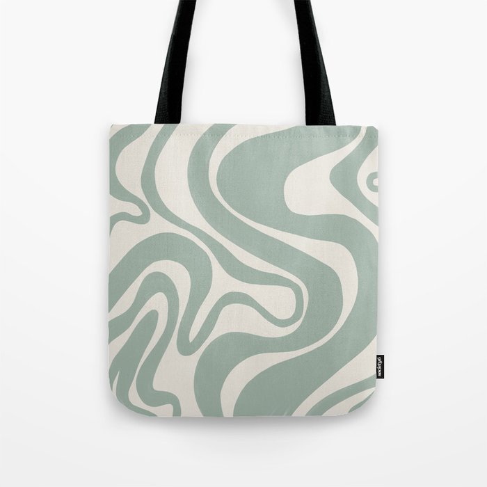 Swirl Lines in Frosty Green and Light Sage Green Tote Bag