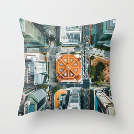 Aerial Cityscape View (Color) Throw Pillow