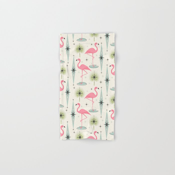 Atomic Flamingo Oasis - Larger Scale ©studioxtine Hand & Bath Towel