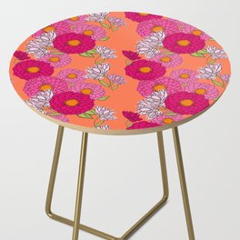 Retro Mums Floral Mid-Century Modern Wallpaper Melba Side Table