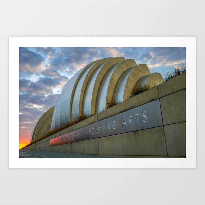 Kansas City Performing Arts Center with Sunrise Perspective Art Print