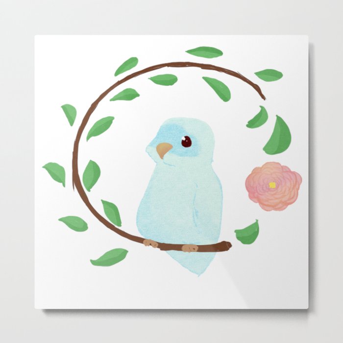 Flower Birb Metal Print