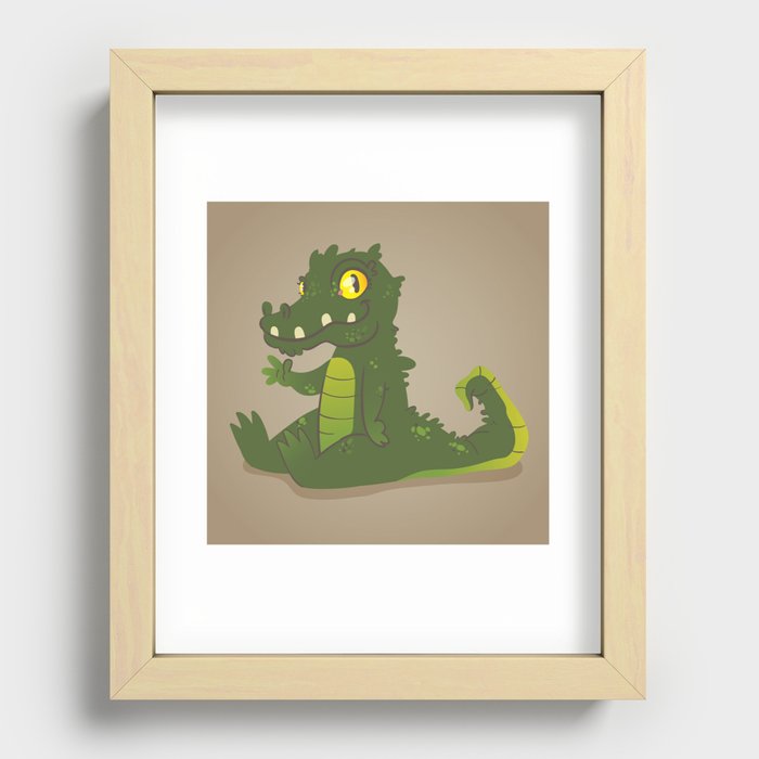 Baby Crocodile Recessed Framed Print