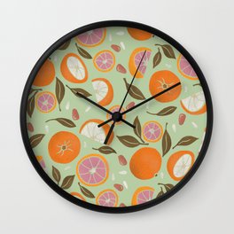 Citrus Slices Green Wall Clock