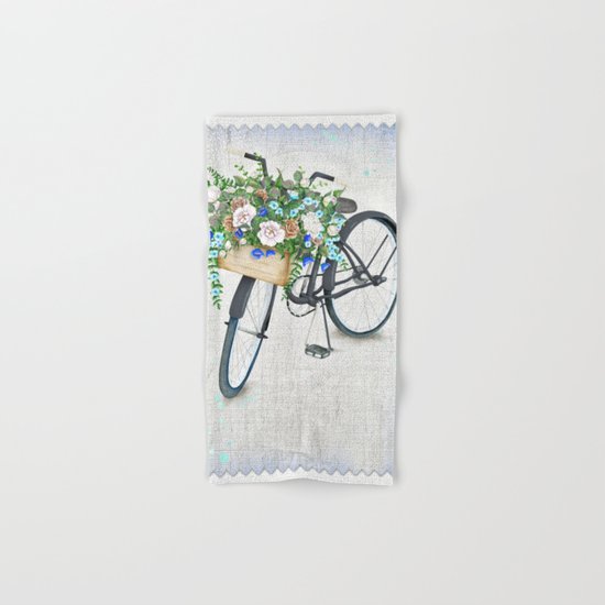 Black bike & roses Hand & Bath Towel