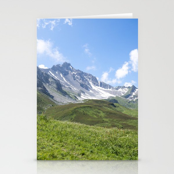 French alps summer mountain art print - green and blue landscape - nature and travel photography Stationery Cards