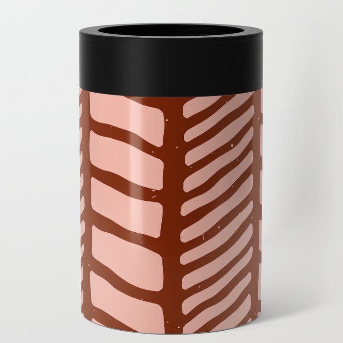 Mid Century Modern Lines - Rust and Peach Can Cooler