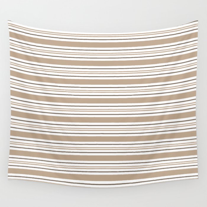 Pantone Hazelnut Nutmeg White Thick and Thin Horizontal Lines