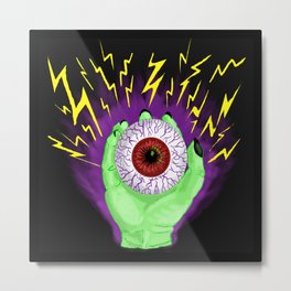 Electric Eye Metal Print | Lightning, Sparks, Illustration, Occult, Eye, Macabre, Bloodshot, Gross, Drawing, Hand 
