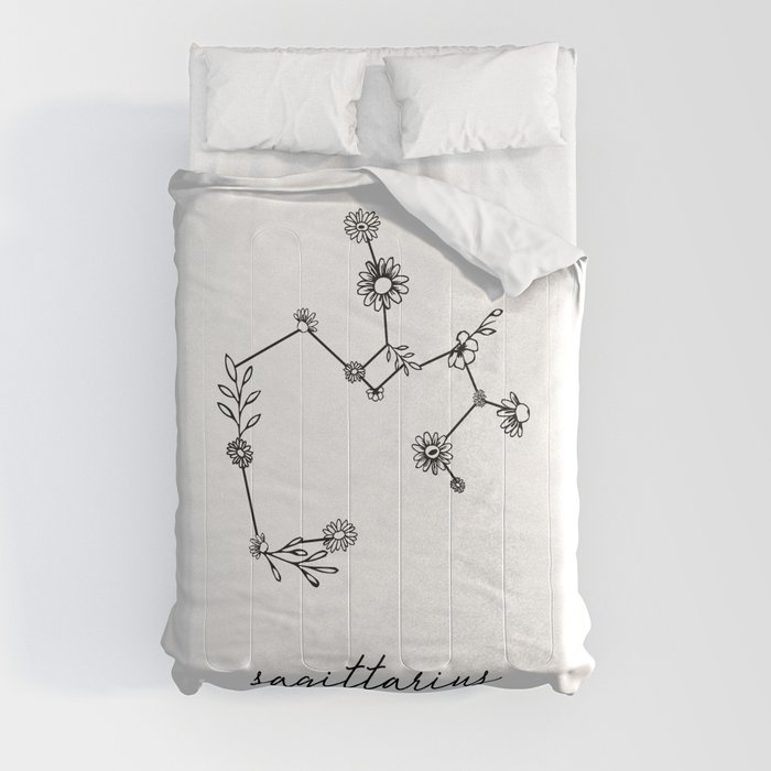 Sagittarius Floral Zodiac Constellation Comforter