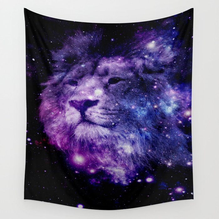 leo lion purple blue Wall Tapestry