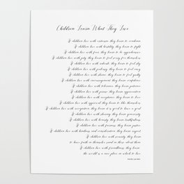 Children Learn What They Live 2  #minimalism Poster