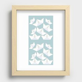 Paper Boats Teal  Recessed Framed Print
