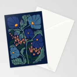 Klimt flower dark blue Stationery Card
