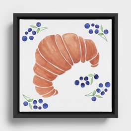 Croissant with Blueberries Framed Canvas
