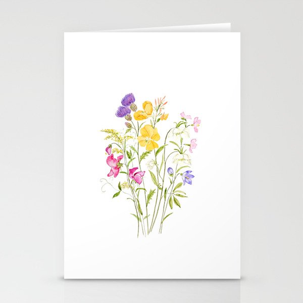 yellow pink white and  purple windflowers 2020 Stationery Cards