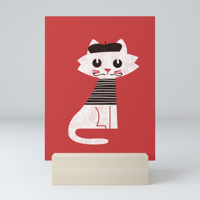 Mark the cat goes to Paris Mini Art Print