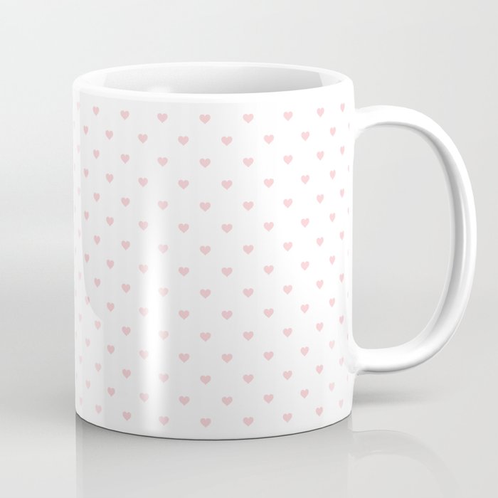 Mini Millennial Pink Pastel Love Hearts on White Coffee Mug