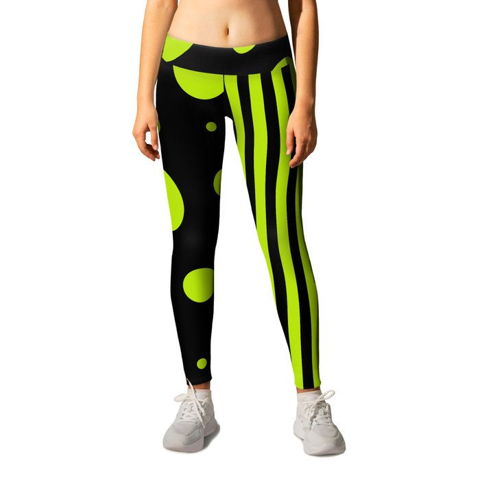 Spots and Stripes - Lime Green Leggings