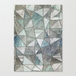 Teal And Grey Triangles Stained Glass Style Canvas Print