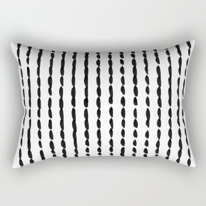 Vertical Black Ink Dash Lines Rectangular Pillow