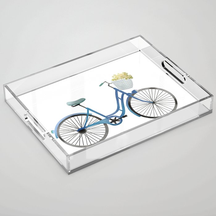 Blue vintage bycicle Acrylic Tray