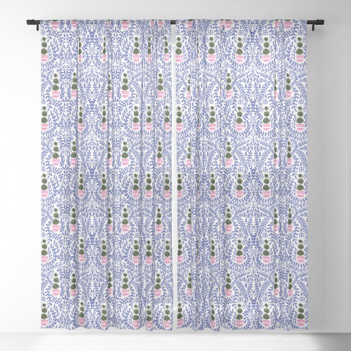 Southern Living - Chinoiserie Pattern Small Sheer Curtain