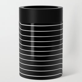 Minimal Line Curvature II Black and White Mid Century Modern Arch Abstract Can Cooler