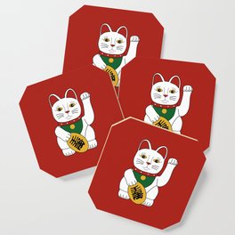Maneki Neko - lucky cat - red Coaster