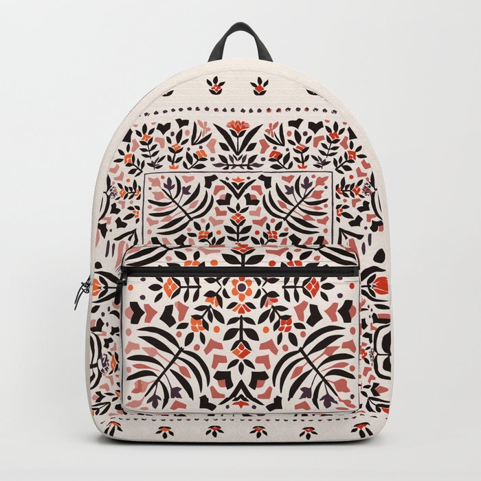 N153 - Floral Bohemian Traditional Moroccan Style Illustration Backpack