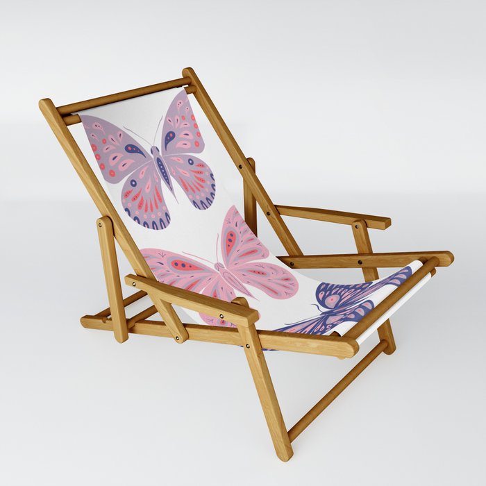 Three Butterflies - Purple & Pink Sling Chair