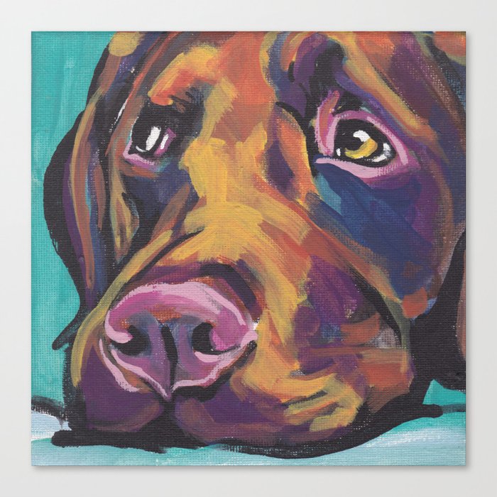 Fun Chocolate Lab Dog Bright Colorful Pop Art Labrador Canvas