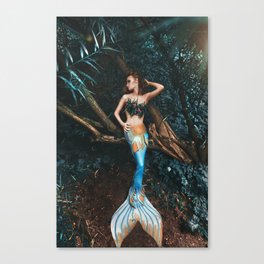 Mermaids of the tropical Amazon river basin; magical realism fantasy female mermaid portrait color photograph / photography Canvas Print