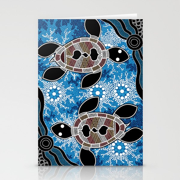 Authentic Aboriginal Art - Sea Turtles Stationery Cards