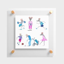 Funny painted sporty mice Floating Acrylic Print