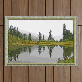 REFLECTIONS ON A PLACID MOUNTAIN LAKE Outdoor Rug
