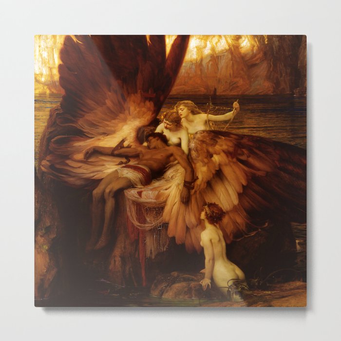 Herbert James Draper (English, 1864-1920) - The Lament for Icarus - 1898 - Academicism - Mythological painting - Oil - Digitally Enhanced Version - Metal Print