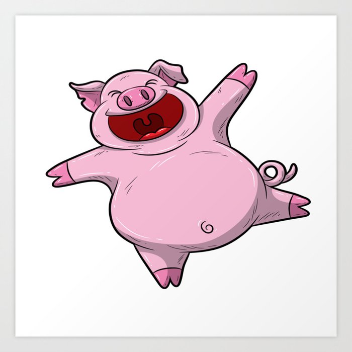 Happy Pig Celebrating A Birthday Party Swine T Shirt Gift Idea Art Print By Born Design
