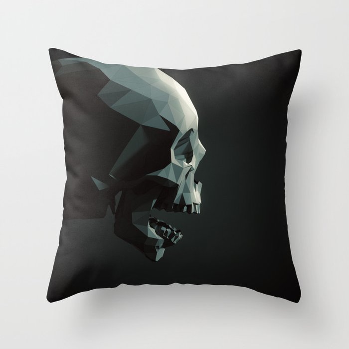Skull roar - black Throw Pillow