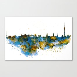 Berlin watercolor skyline Canvas Print