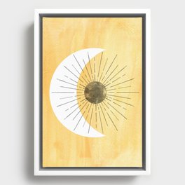 Yellow sun and moon Framed Canvas
