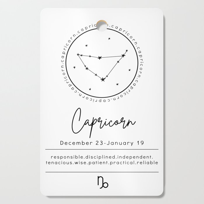 Capricorn Zodiac | Black & White Cutting Board