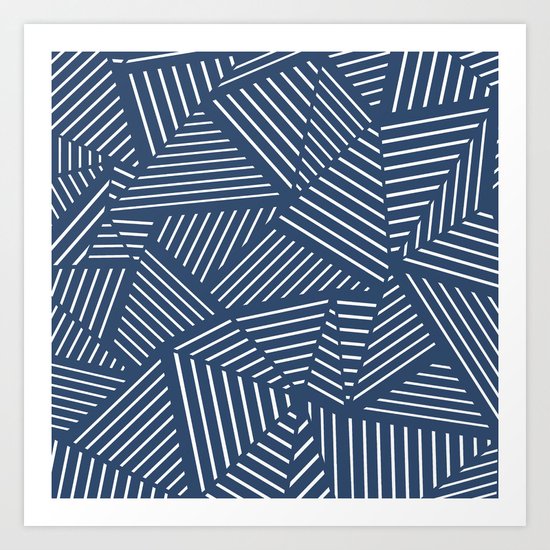 Abstraction Linear Zoom Navy Art Print