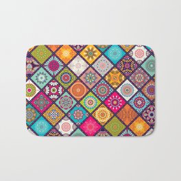 Azulejo mandala floral #3 Bath Mat | Tribal, Graphicdesign, Abstract, Oriental, Serbian, Mosaic, Pakistan, Ottoman, Pattern, Ornament 